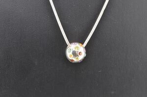 SU Thailand Sterling Silver Gemstone Globe Pendant Necklace